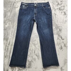 Village Jeans Womens 22 Blue Dark Wash High Rise Bootcut Stretch Denim Casual